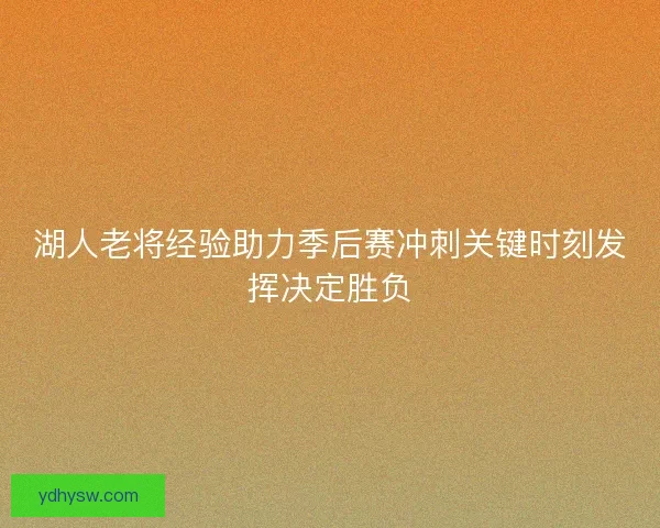 湖人老将经验助力季后赛冲刺关键时刻发挥决定胜负